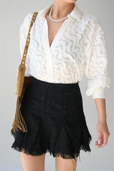 Jakarlı Gömlek - Ekru