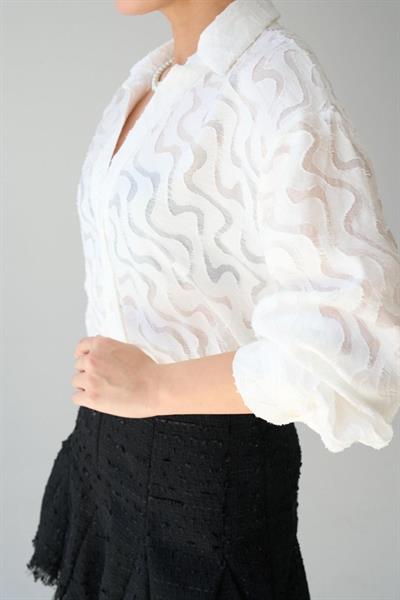 Jakarlı Gömlek - Ekru