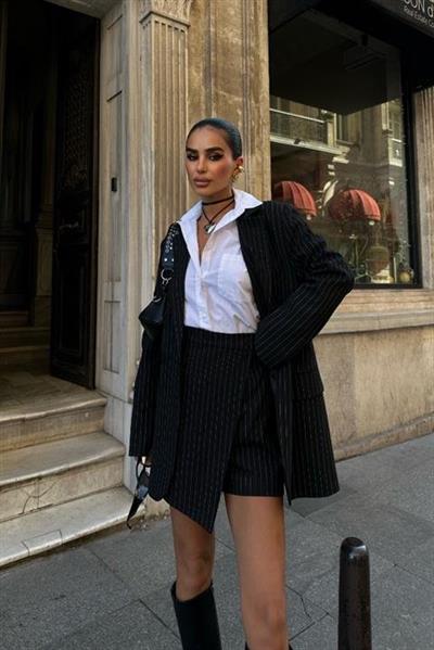 Jerry Şort Etekli Çizgili Takım 9691-24