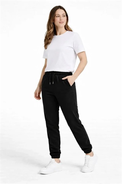 Jogger Eşofman Altı Rahat Kalıp, Cepli, Lastikli Paça, Günlük Spor Pantolon - Siyah