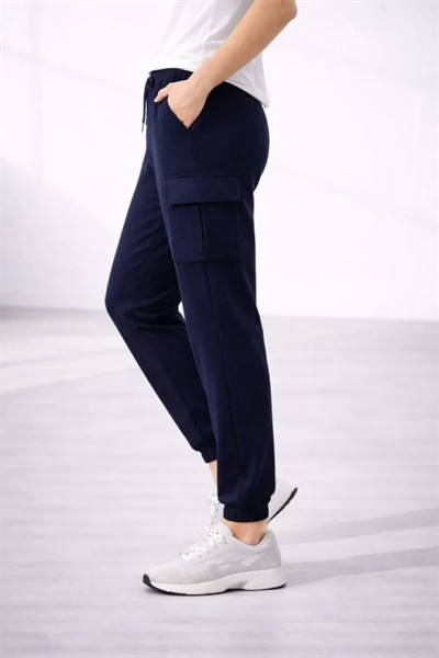 Jogger Eşofman Altı Rahat Kalıp, Kargo Cepli, Lastikli Paça, Günlük Spor Pantolon - Lacivert