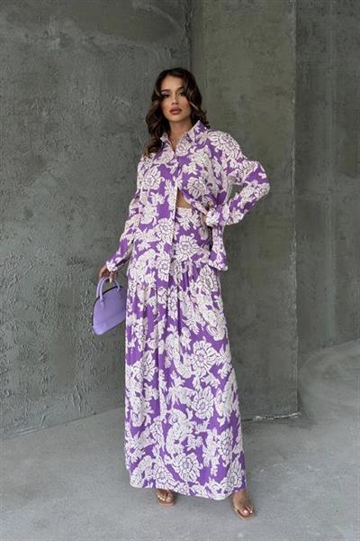 Jose Çiçek Desen Pileli Etek 4033-08