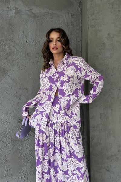 Jose Çiçek Desen Pileli Etek 4033-08