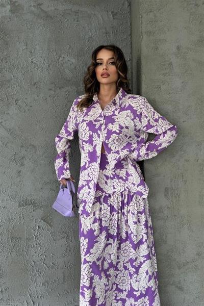 Jose Çiçek Desen Pileli Etek 4033-08