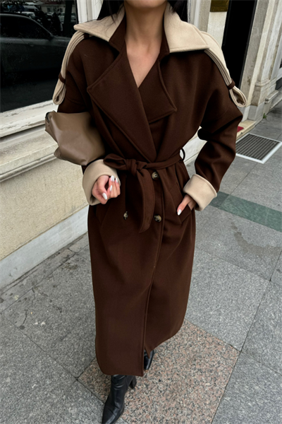 KABAN  YAKA VE MANŞET BEJ RENKLİ - Kahverengi