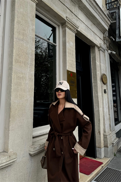 KABAN  YAKA VE MANŞET BEJ RENKLİ - Kahverengi