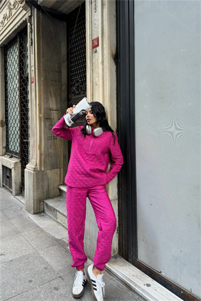 KAPİTONE KAPİŞONLU EŞOFMAN TAKIM - Fuşya