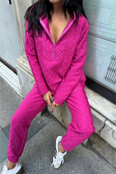 KAPİTONE KAPİŞONLU EŞOFMAN TAKIM - Fuşya