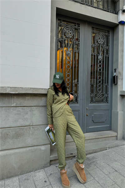 KAPİTONE KAPİŞONLU EŞOFMAN TAKIM - Haki