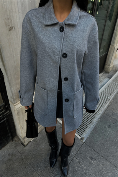 KAŞE CEKET 4 DÜĞME MODEL - Gri