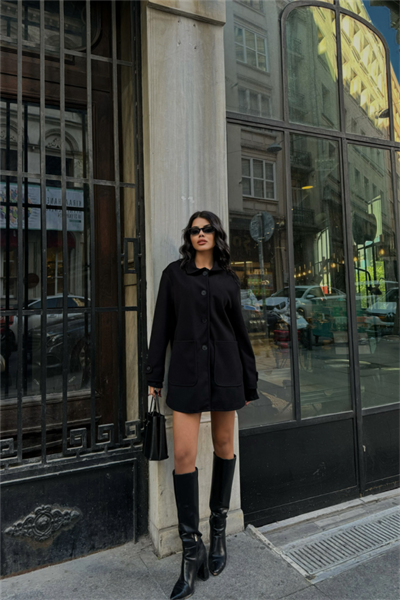 KAŞE CEKET 4 DÜĞME MODEL - Siyah