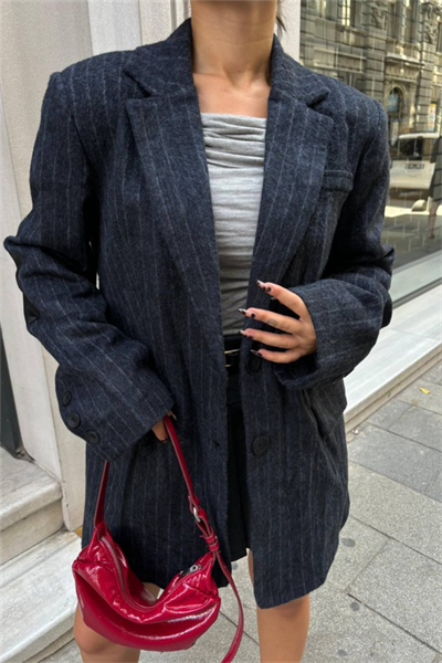 KAŞE CEKET DİRSEK DERİ PARÇALI - Lacivert