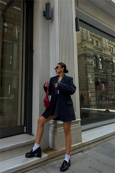 KAŞE CEKET DİRSEK DERİ PARÇALI - Lacivert