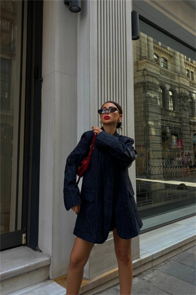 KAŞE CEKET DİRSEK DERİ PARÇALI - Lacivert