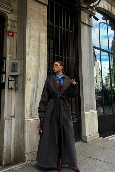 KAŞE KALIN KABAN UZUN - Antrasit