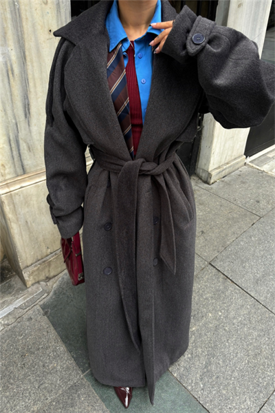 KAŞE KALIN KABAN UZUN - Antrasit