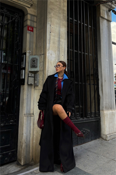 KAŞE KALIN KABAN UZUN - Siyah