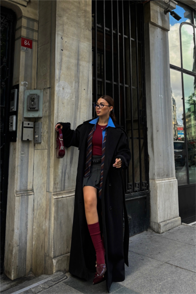 KAŞE KALIN KABAN UZUN - Siyah