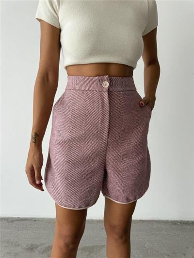 KAŞE KISA ŞORT - Gül Kurusu