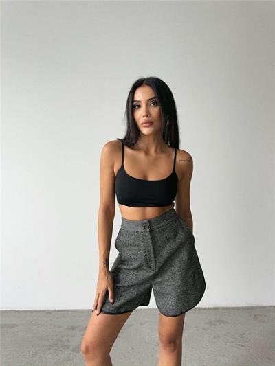 KAŞE KISA ŞORT - Siyah