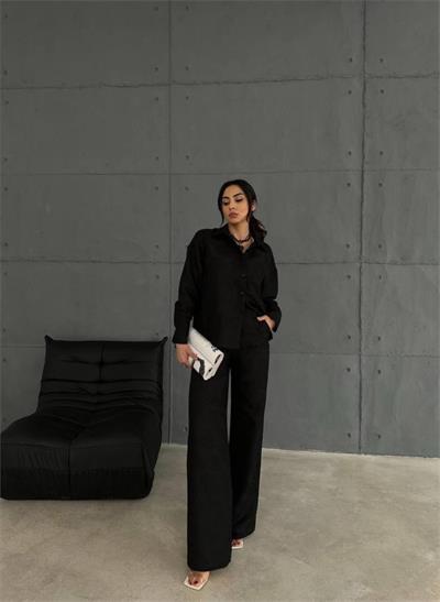 KENDİNDEN DESENLİ JAKARLI TAKIM - Siyah