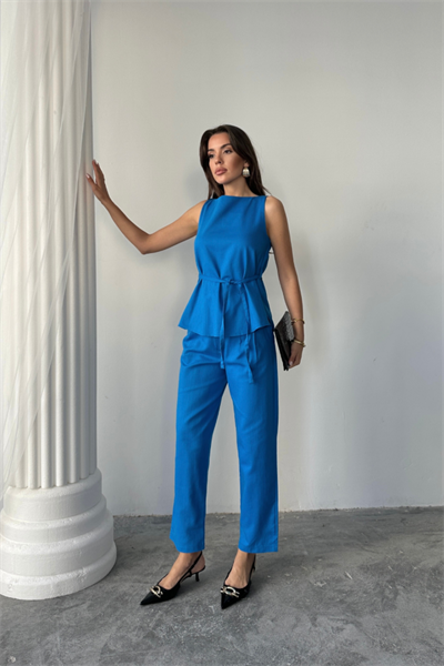 KETEN BLUZ - PANTOLON TAKIM MASSİMO MODEL  SCREAT KUMAŞ - Saks