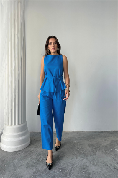 KETEN BLUZ - PANTOLON TAKIM MASSİMO MODEL  SCREAT KUMAŞ - Saks