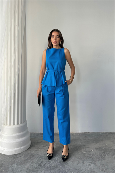 KETEN BLUZ - PANTOLON TAKIM MASSİMO MODEL  SCREAT KUMAŞ - Saks