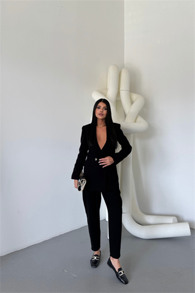 KETEN CEKET - PANTOLON TAKIM - Siyah