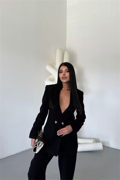 KETEN CEKET - PANTOLON TAKIM - Siyah