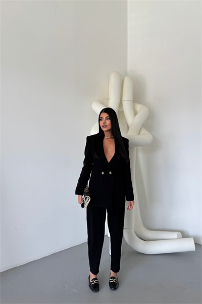 KETEN CEKET - PANTOLON TAKIM - Siyah