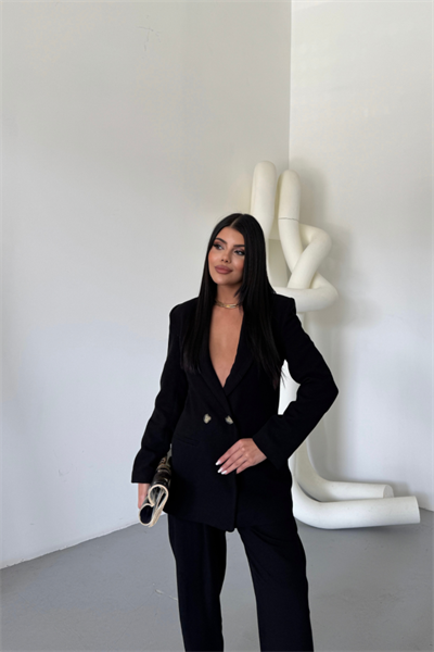 KETEN CEKET - PANTOLON TAKIM - Siyah