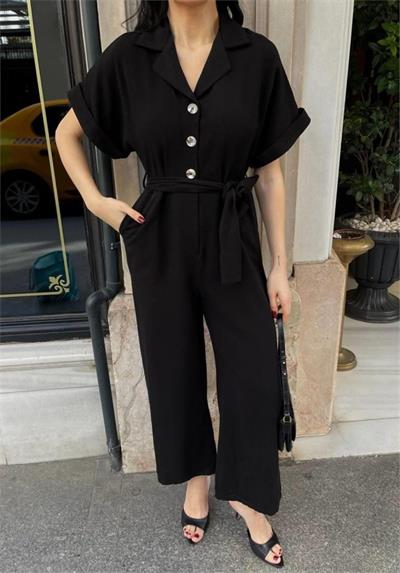 KETEN TULUM BEL BAĞLAMA DETAYLI - Siyah