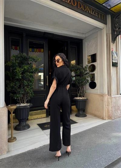 KETEN TULUM BEL BAĞLAMA DETAYLI - Siyah