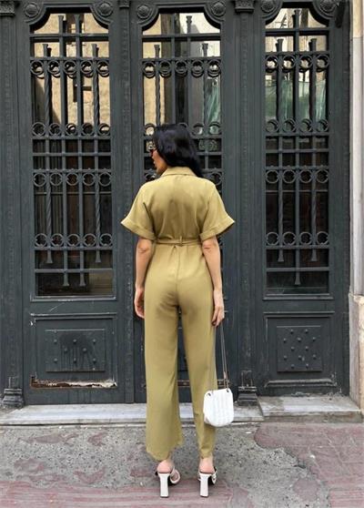 KETEN TULUM BEL BAĞLAMA DETAYLI - Yeşil