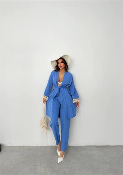 KOLUCU PÜSKÜL KİMONO TAKIM - Mavi