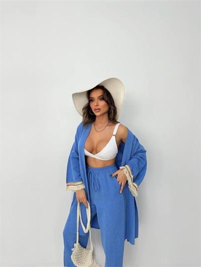 KOLUCU PÜSKÜL KİMONO TAKIM - Mavi