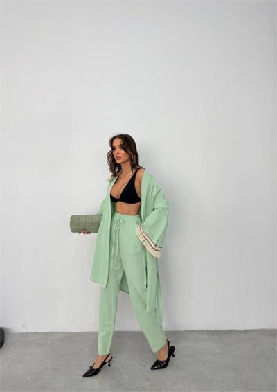 KOLUCU PÜSKÜL KİMONO TAKIM - Mint