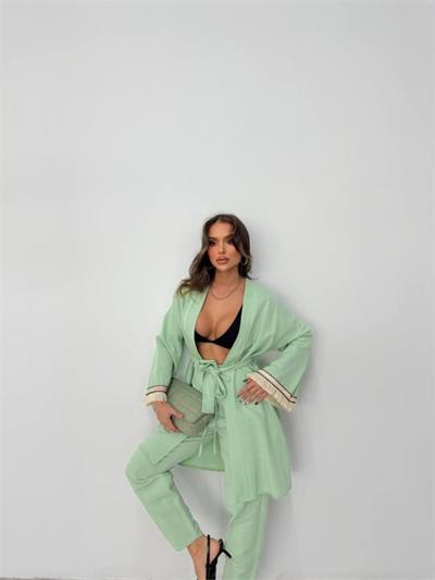 KOLUCU PÜSKÜL KİMONO TAKIM - Mint