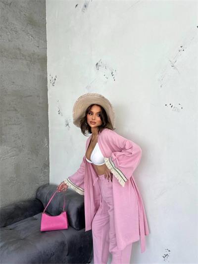 KOLUCU PÜSKÜL KİMONO TAKIM - Pembe