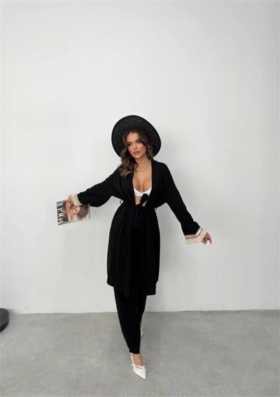 KOLUCU PÜSKÜL KİMONO TAKIM - Siyah