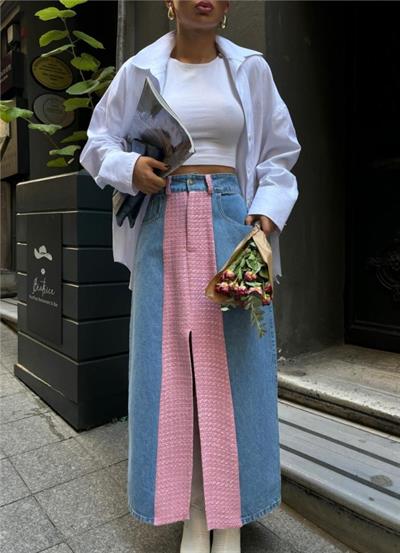 KOT ETEK PARÇALI UZUN ÖNDEN YIRTMAÇLI - Pembe