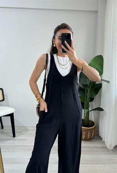 Kadın Aerobin Kumaş Cepli Tulum