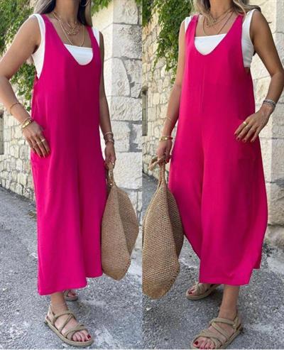 Kadın Aerobin Kumaş Cepli Tulum