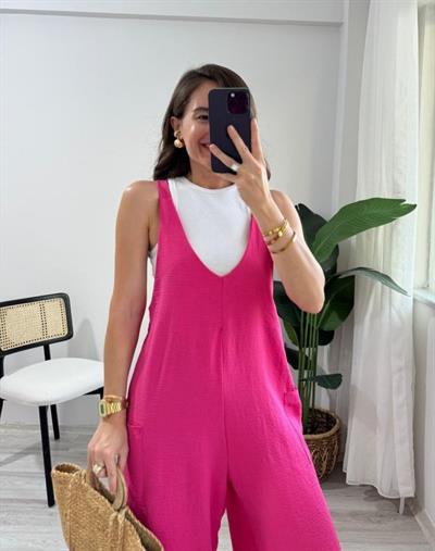 Kadın Aerobin Kumaş Cepli Tulum