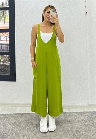 Kadın Aerobin Kumaş Cepli Tulum