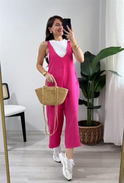 Kadın Aerobin Kumaş Cepli Tulum