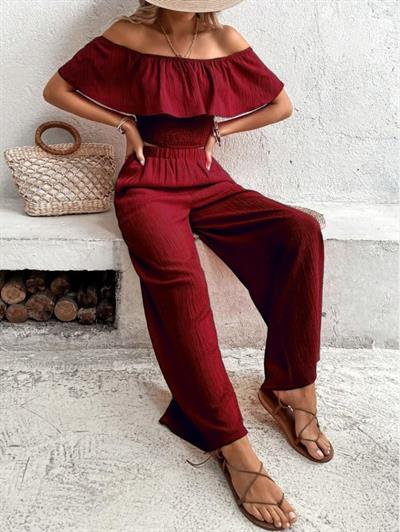 Kadın Aerobin Kumaş Fırfır Detaylı Madonna Yaka Takım