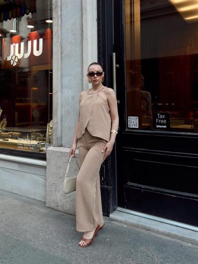 Kadın Aerobin Kumaş Kruvaze Takım