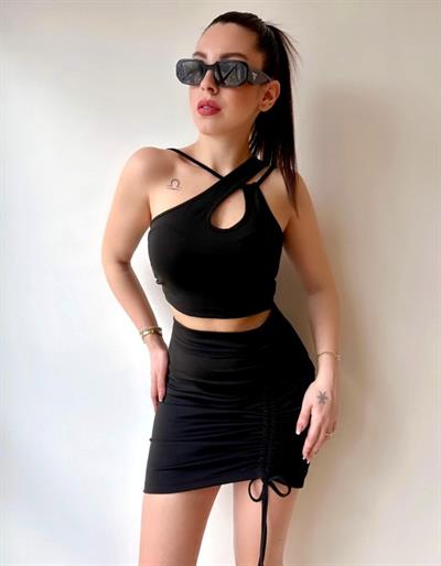 Kadın Asimetrik Yaka Detay Crop Ve Yüksek Bel Mini Etek Ikili Takim